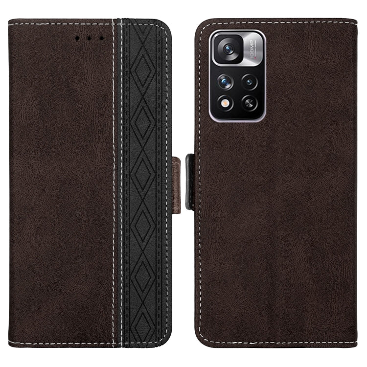 For Xiaomi Redmi Note 11 Pro Stitching Side-Magnetic RFID Leather Phone Case