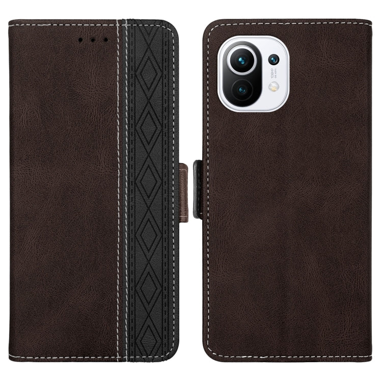 For Xiaomi Mi 11 Lite Stitching Side-Magnetic RFID Leather Phone Case