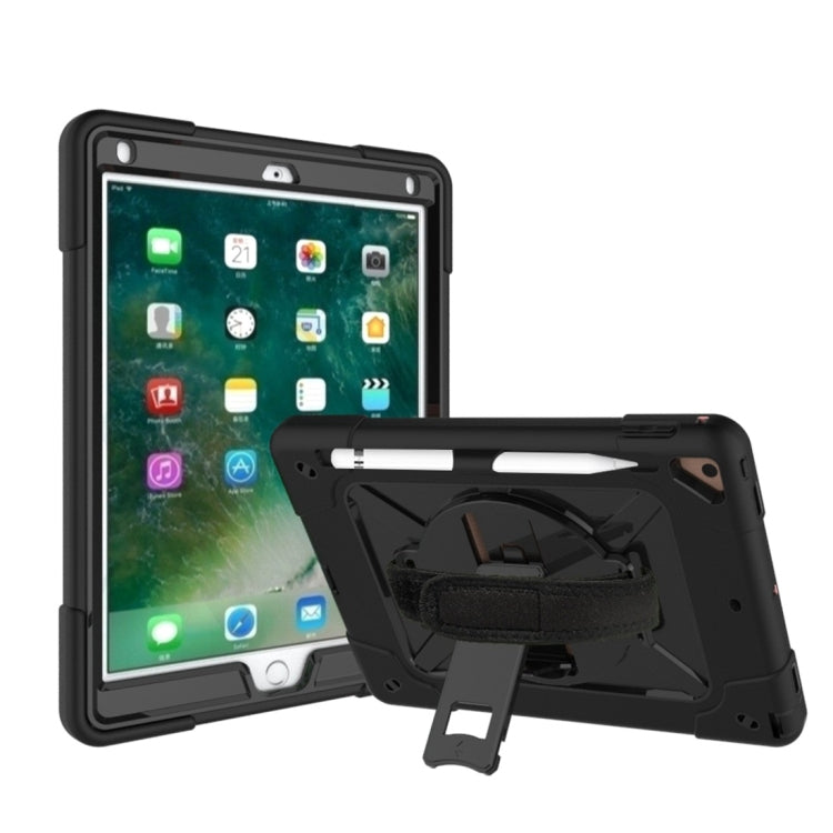 For iPad 9.7 Contrast Color Silicone + PC Combination Case with Holder