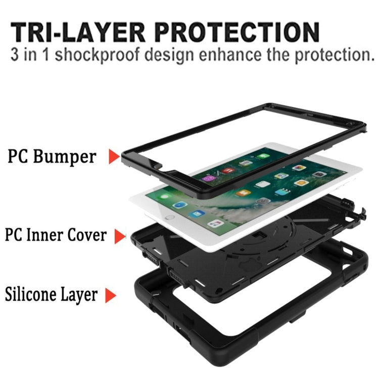 For iPad 9.7 Contrast Color Silicone + PC Combination Case with Holder