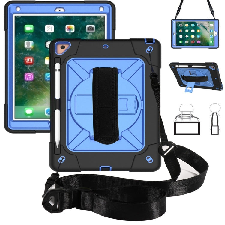 For iPad 9.7 Contrast Color Silicone + PC Combination Case with Holder