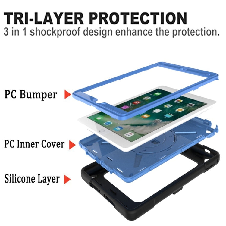 For iPad 9.7 Contrast Color Silicone + PC Combination Case with Holder