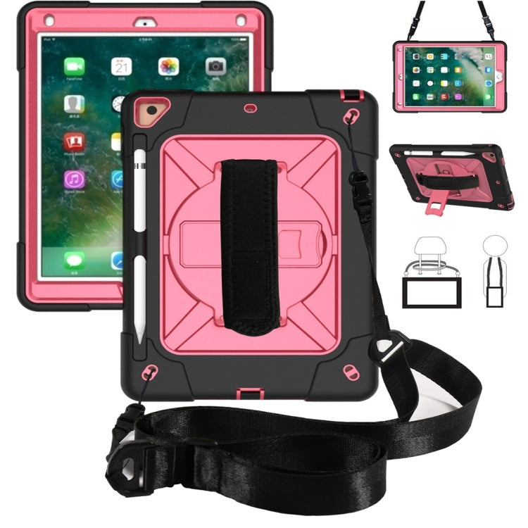 For iPad 9.7 Contrast Color Silicone + PC Combination Case with Holder