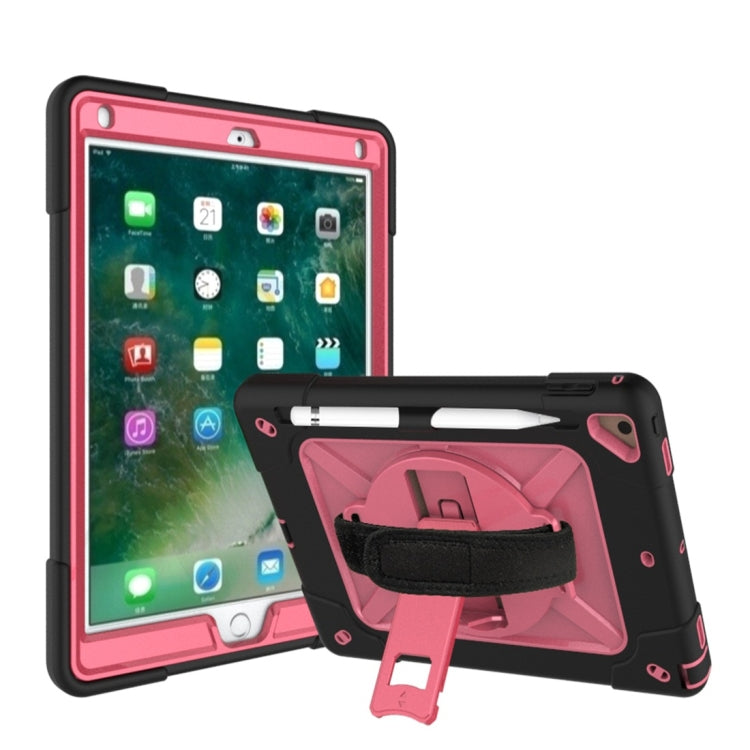 For iPad 9.7 Contrast Color Silicone + PC Combination Case with Holder