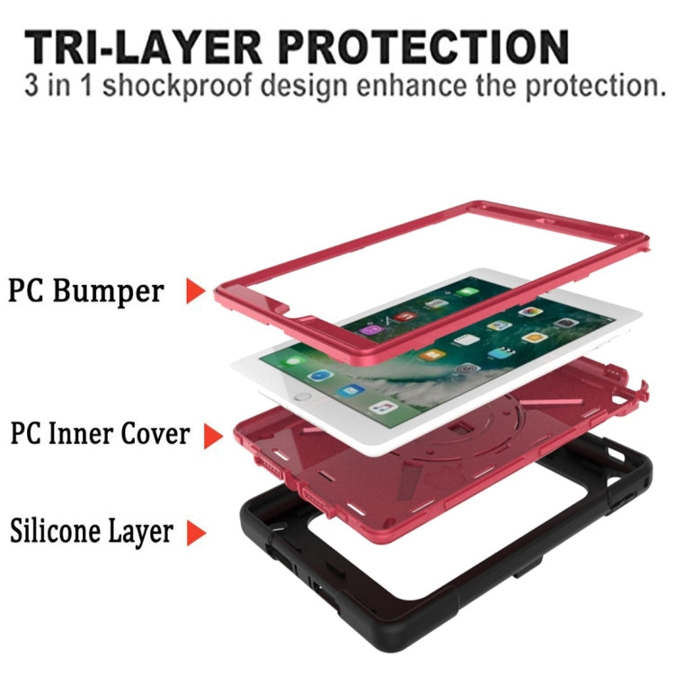 For iPad 9.7 Contrast Color Silicone + PC Combination Case with Holder