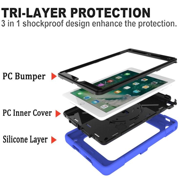 For iPad 9.7 Contrast Color Silicone + PC Combination Case with Holder