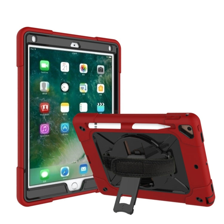 For iPad 9.7 Contrast Color Silicone + PC Combination Case with Holder