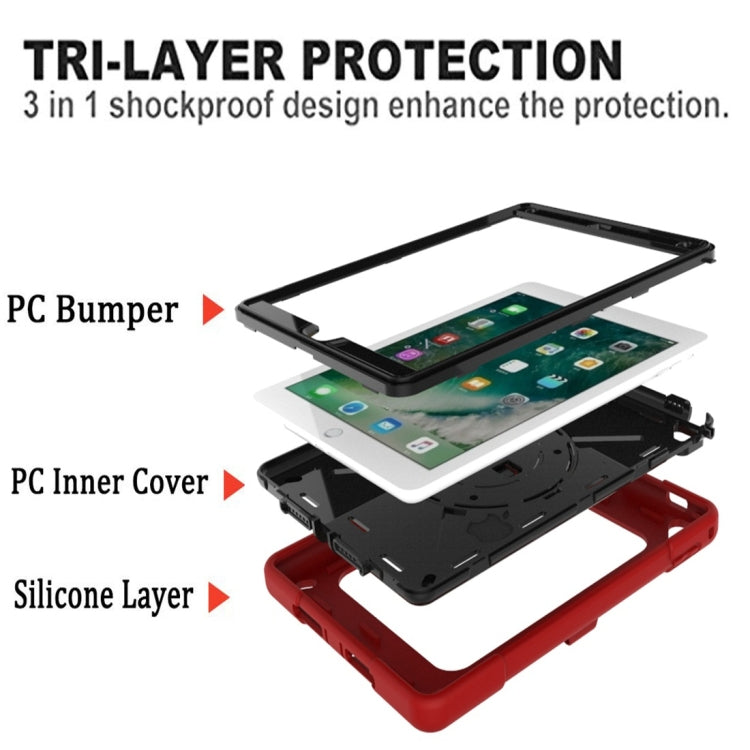 For iPad 9.7 Contrast Color Silicone + PC Combination Case with Holder