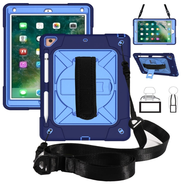 For iPad 9.7 Contrast Color Silicone + PC Combination Case with Holder