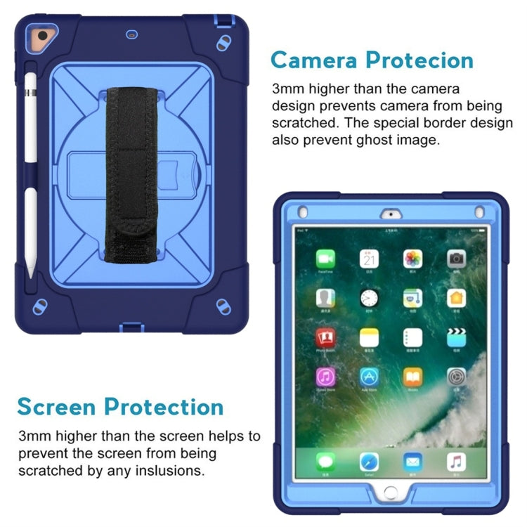 For iPad 9.7 Contrast Color Silicone + PC Combination Case with Holder