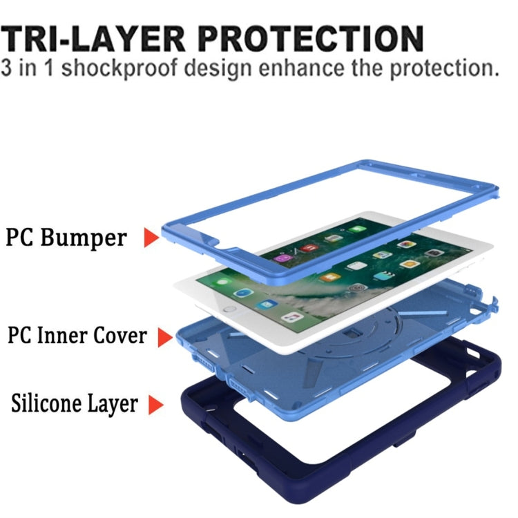 For iPad 9.7 Contrast Color Silicone + PC Combination Case with Holder