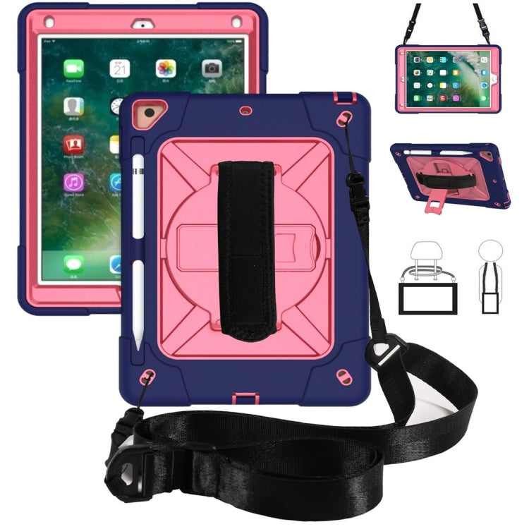 For iPad 9.7 Contrast Color Silicone + PC Combination Case with Holder