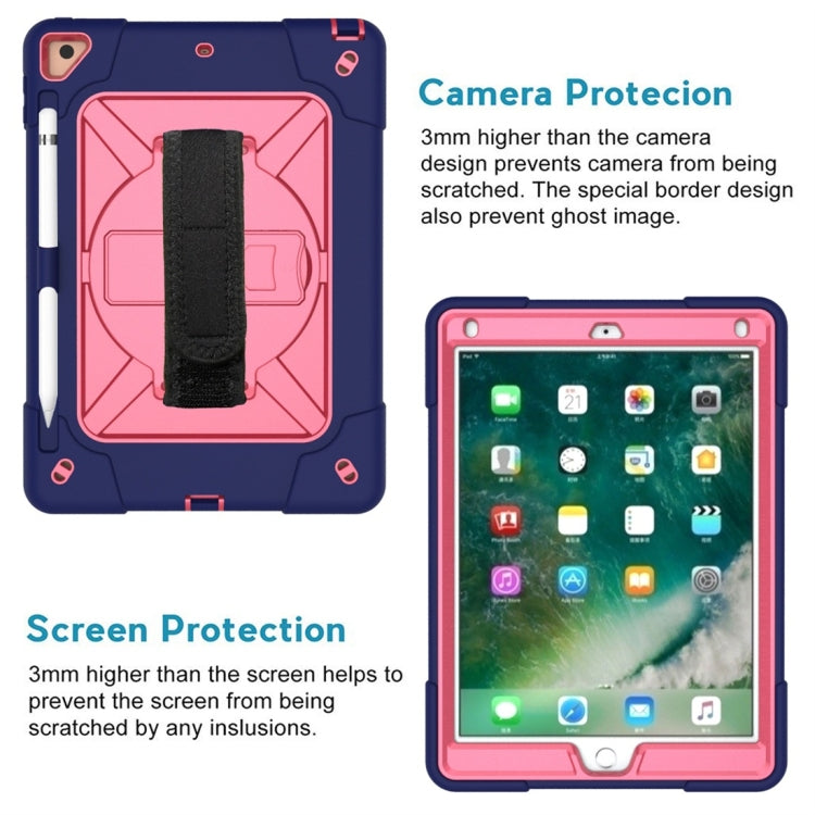 For iPad 9.7 Contrast Color Silicone + PC Combination Case with Holder