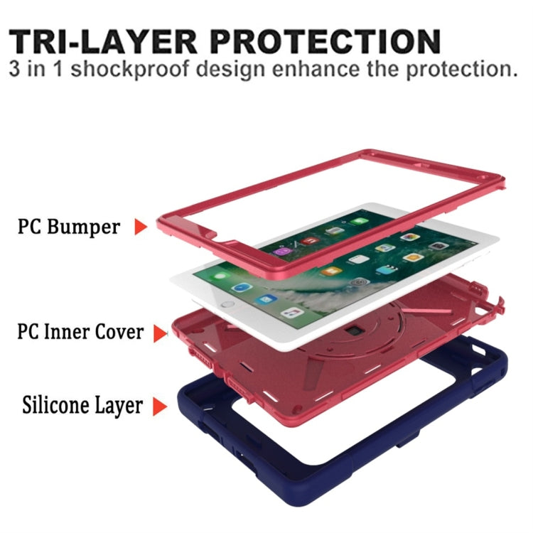 For iPad 9.7 Contrast Color Silicone + PC Combination Case with Holder