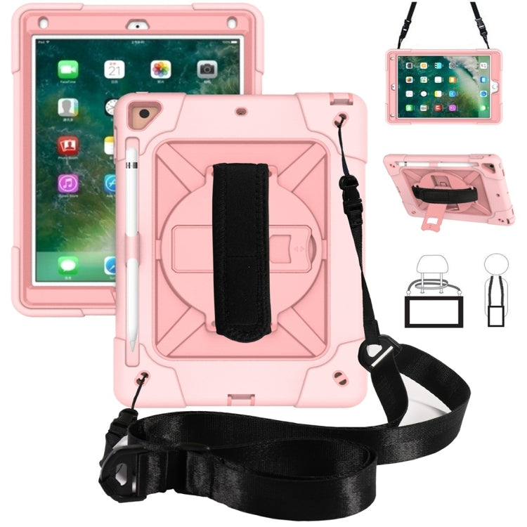 For iPad 9.7 Contrast Color Silicone + PC Combination Case with Holder