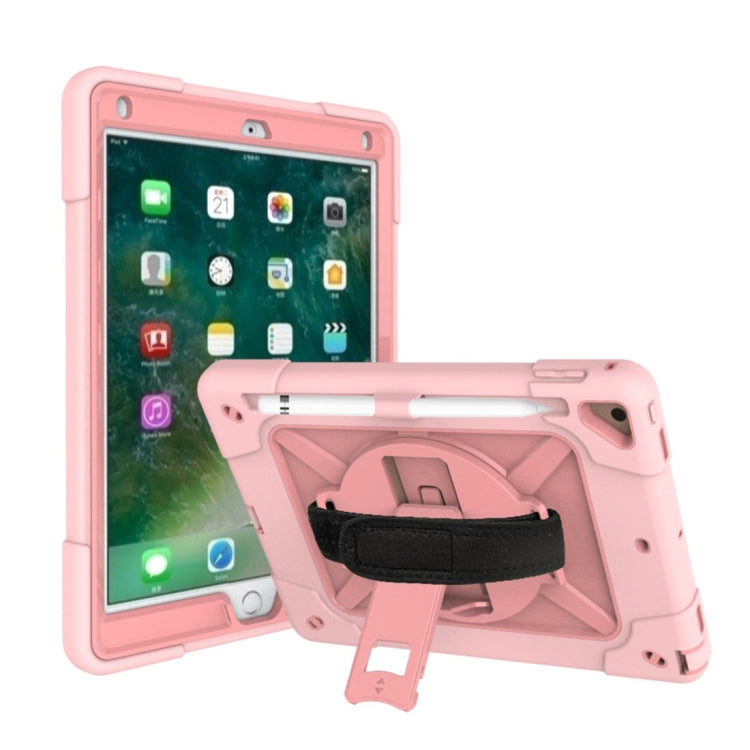 For iPad 9.7 Contrast Color Silicone + PC Combination Case with Holder