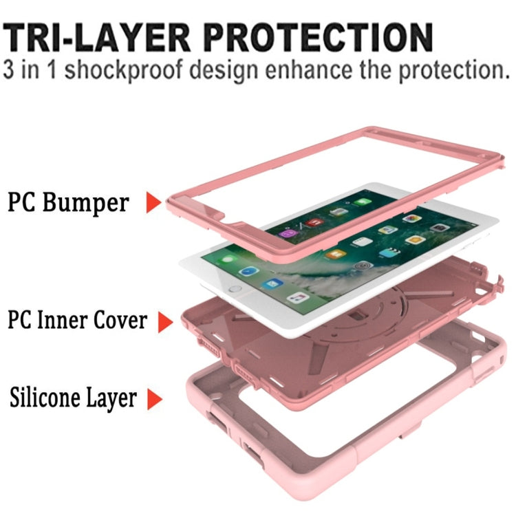 For iPad 9.7 Contrast Color Silicone + PC Combination Case with Holder