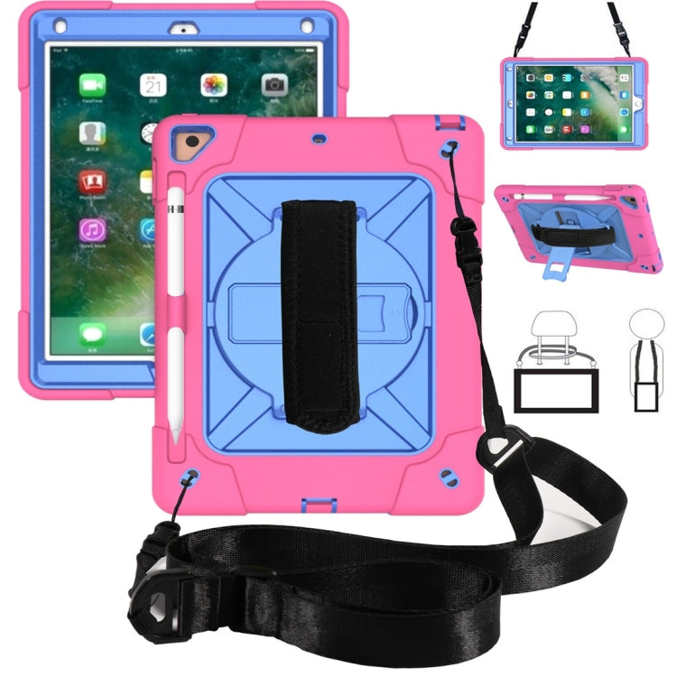For iPad 9.7 Contrast Color Silicone + PC Combination Case with Holder