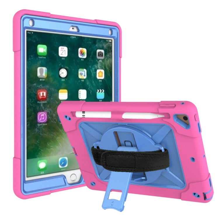 For iPad 9.7 Contrast Color Silicone + PC Combination Case with Holder