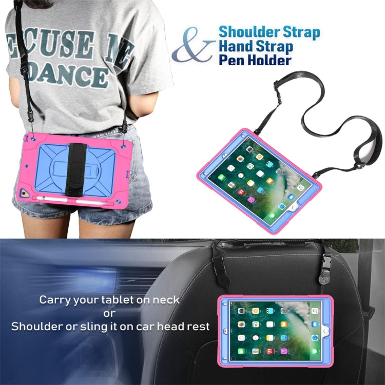 For iPad 9.7 Contrast Color Silicone + PC Combination Case with Holder