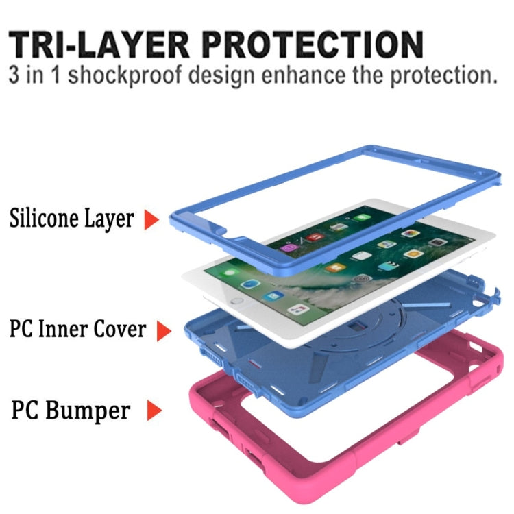 For iPad 9.7 Contrast Color Silicone + PC Combination Case with Holder