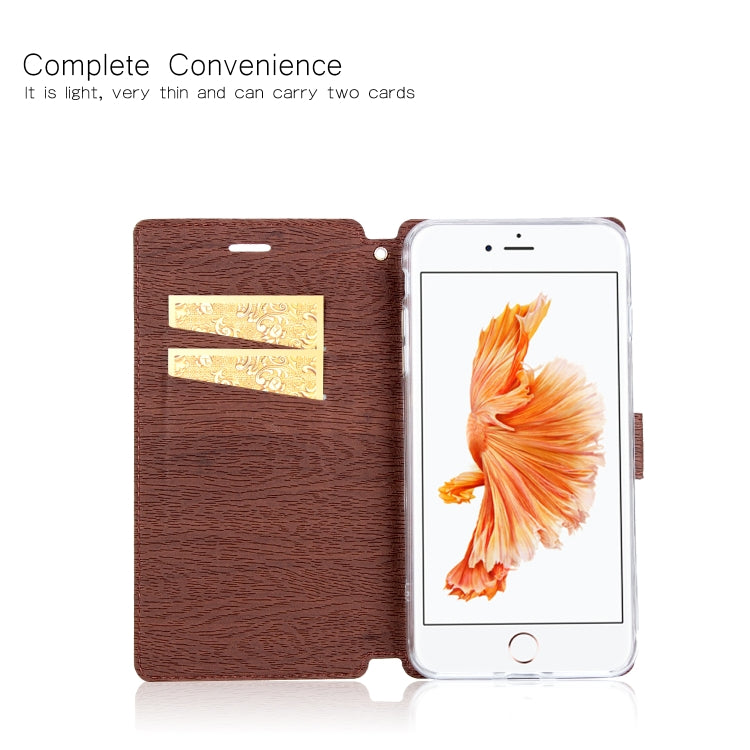 For iPhone 6s & 6 Ultra-thin Tree Texture Horizontal Flip TPU + PU Leather Case, with Card Slots & Holder & Lanyard