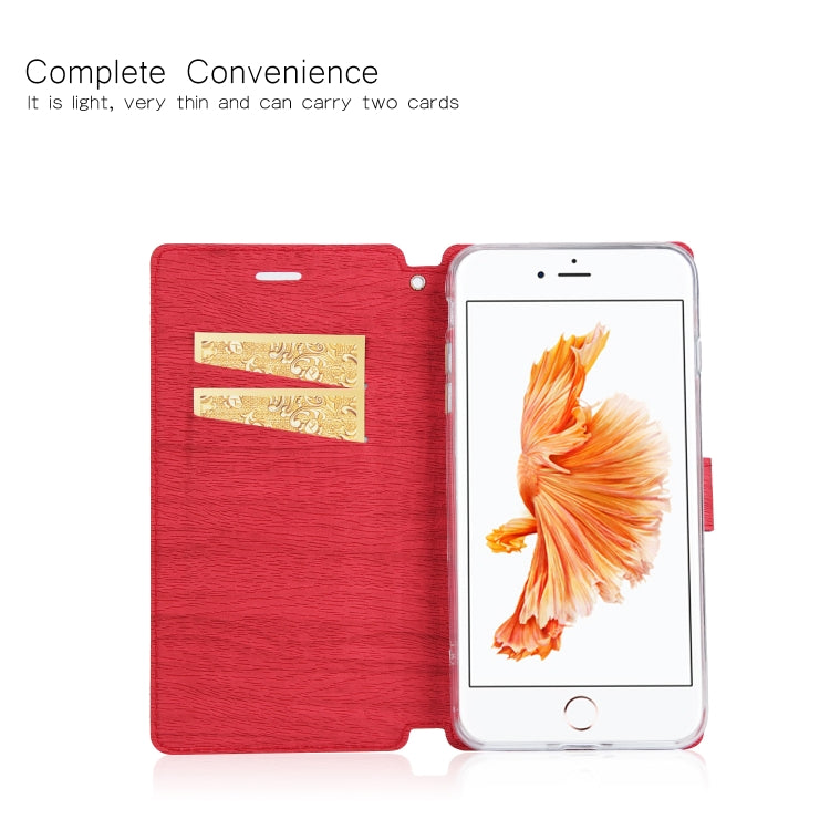 For iPhone 6s Plus & 6 Plus Ultra-thin Tree Texture Horizontal Flip TPU + PU Leather Case, with Card Slots & Holder & Lanyard