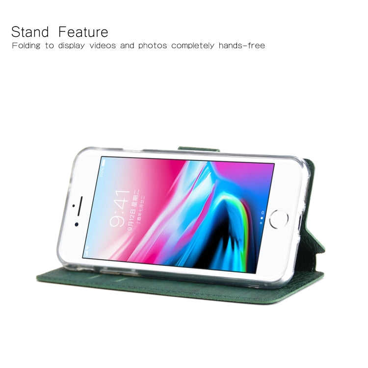 For iPhone SE 2020 & 8 & 7 Ultra-thin Tree Texture Horizontal Flip TPU + PU Leather Case, with Card Slots & Holder & Lanyard