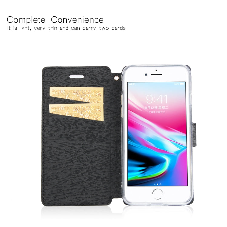 For iPhone SE 2020 & 8 & 7 Ultra-thin Tree Texture Horizontal Flip TPU + PU Leather Case, with Card Slots & Holder & Lanyard
