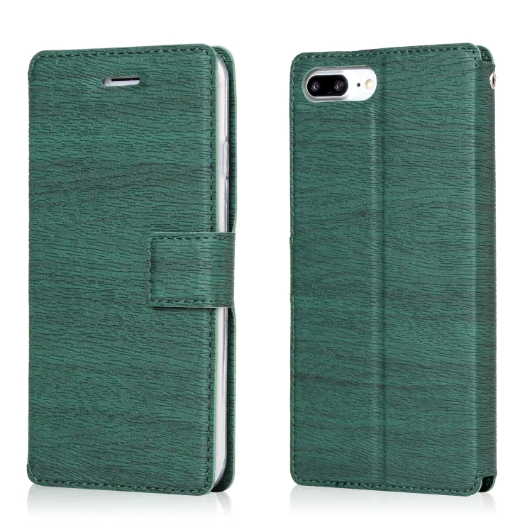 For iPhone 8 Plus & 7 Plus Ultra-thin Tree Texture Horizontal Flip TPU + PU Leather Case, with Card Slots & Holder & Lanyard