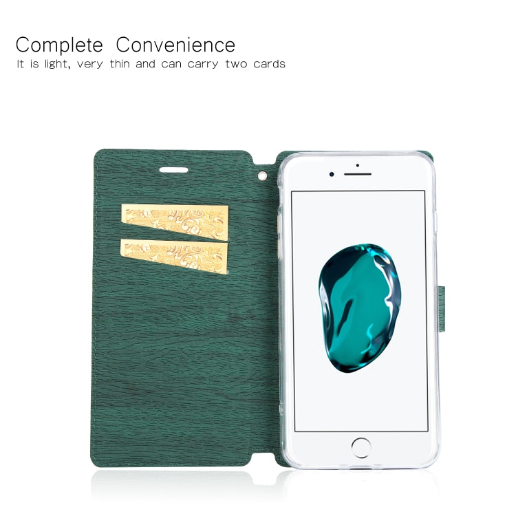For iPhone 8 Plus & 7 Plus Ultra-thin Tree Texture Horizontal Flip TPU + PU Leather Case, with Card Slots & Holder & Lanyard