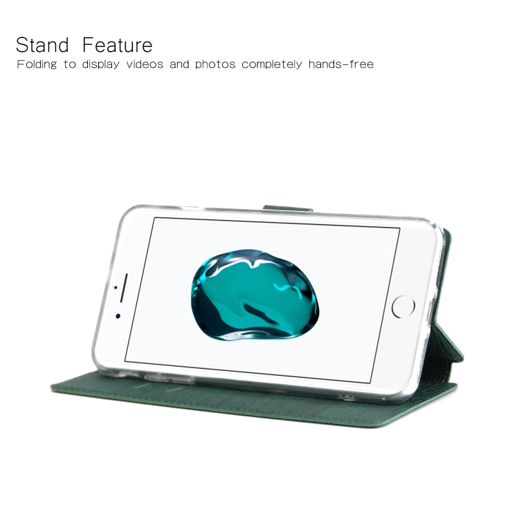 For iPhone 8 Plus & 7 Plus Ultra-thin Tree Texture Horizontal Flip TPU + PU Leather Case, with Card Slots & Holder & Lanyard