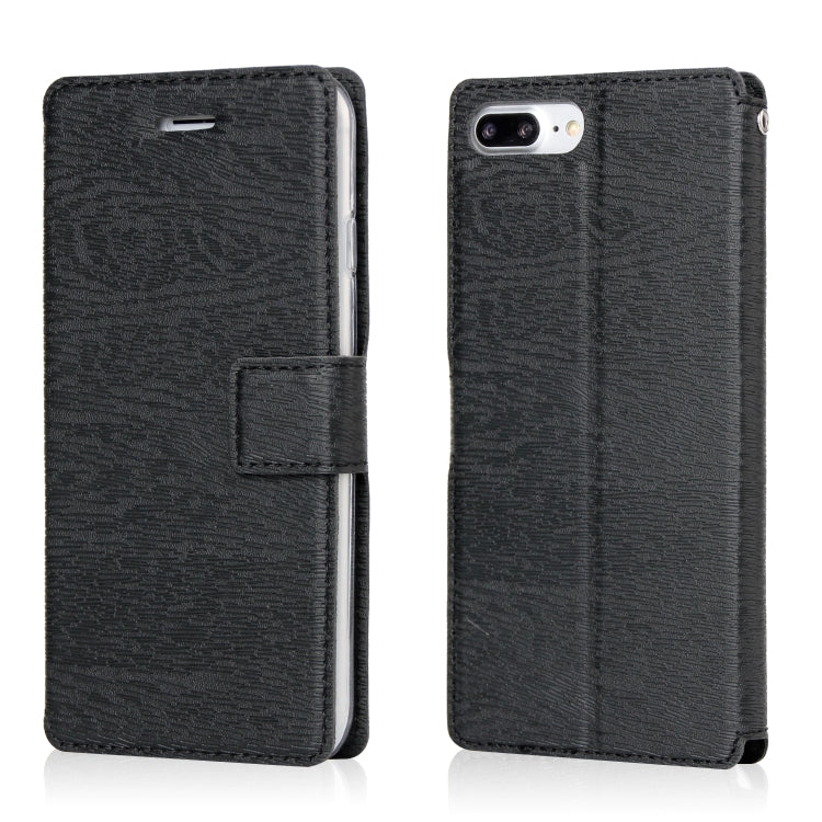 For iPhone 8 Plus & 7 Plus Ultra-thin Tree Texture Horizontal Flip TPU + PU Leather Case, with Card Slots & Holder & Lanyard