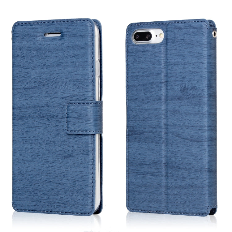 For iPhone 8 Plus & 7 Plus Ultra-thin Tree Texture Horizontal Flip TPU + PU Leather Case, with Card Slots & Holder & Lanyard