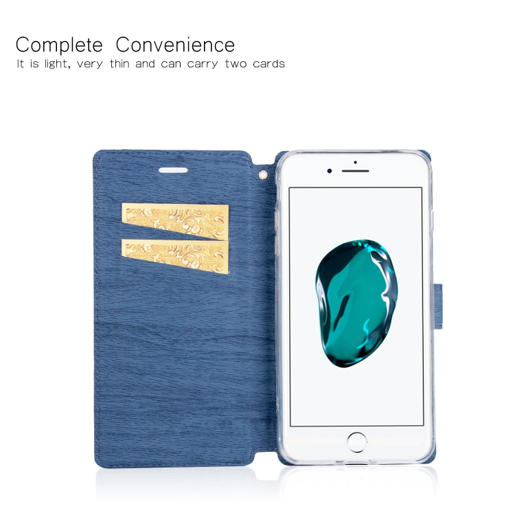 For iPhone 8 Plus & 7 Plus Ultra-thin Tree Texture Horizontal Flip TPU + PU Leather Case, with Card Slots & Holder & Lanyard