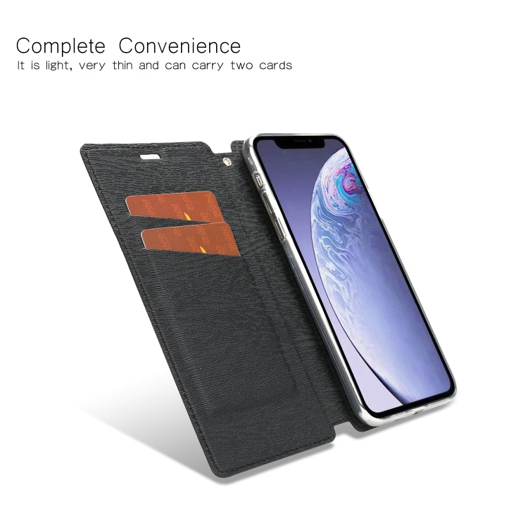 For iPhone 11 Ultra-thin Tree Texture Horizontal Flip TPU + PU Leather Case, with Card Slots & Holder & Lanyard