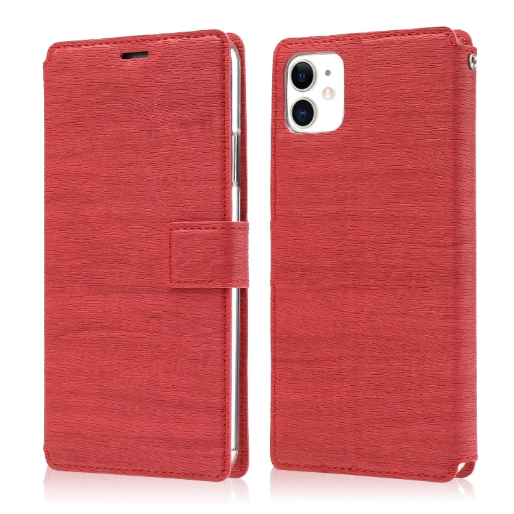 For iPhone 11 Ultra-thin Tree Texture Horizontal Flip TPU + PU Leather Case, with Card Slots & Holder & Lanyard