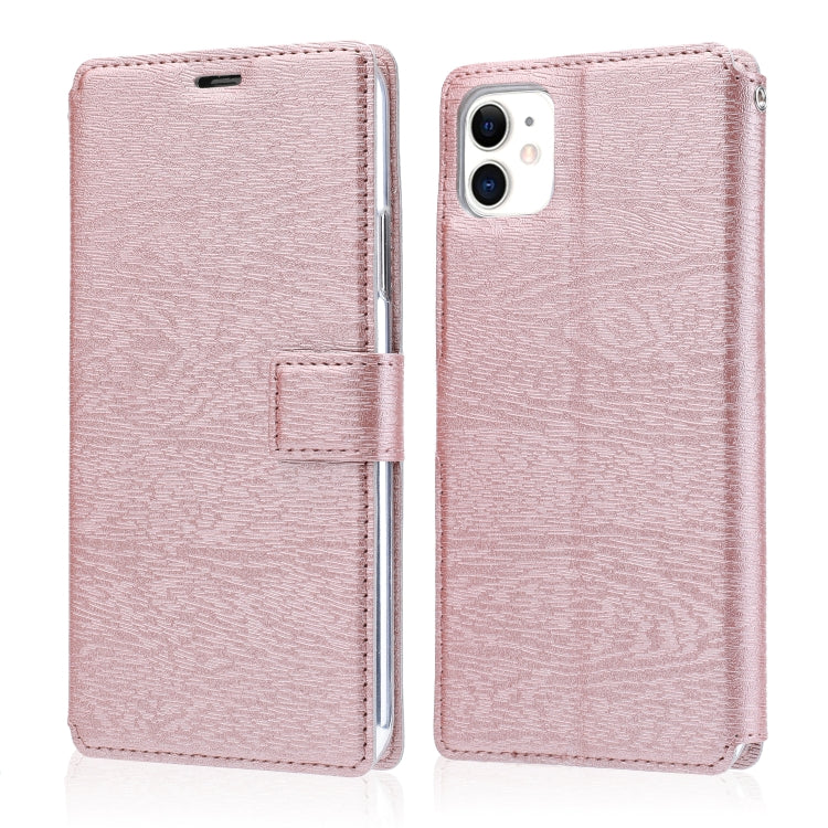 For iPhone 11 Ultra-thin Tree Texture Horizontal Flip TPU + PU Leather Case, with Card Slots & Holder & Lanyard