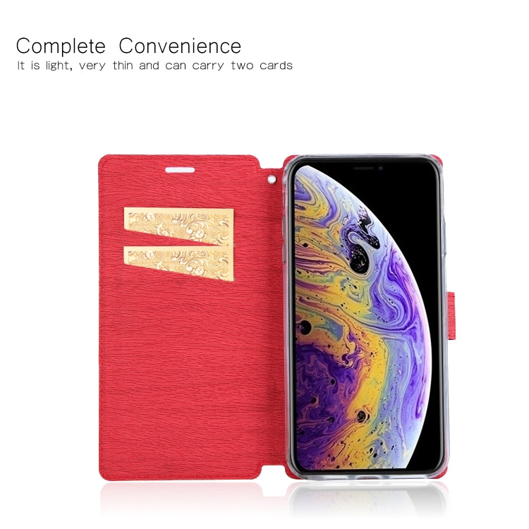 For iPhone XR Ultra-thin Tree Texture Horizontal Flip TPU + PU Leather Case with Card Slots & Holder & Lanyard