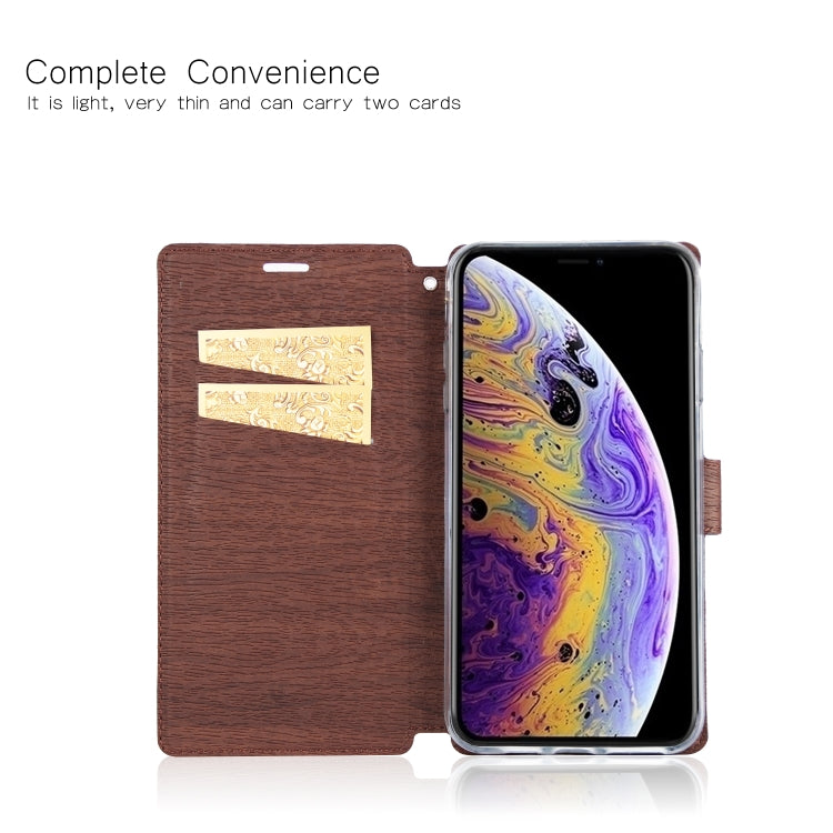For iPhone XR Ultra-thin Tree Texture Horizontal Flip TPU + PU Leather Case with Card Slots & Holder & Lanyard