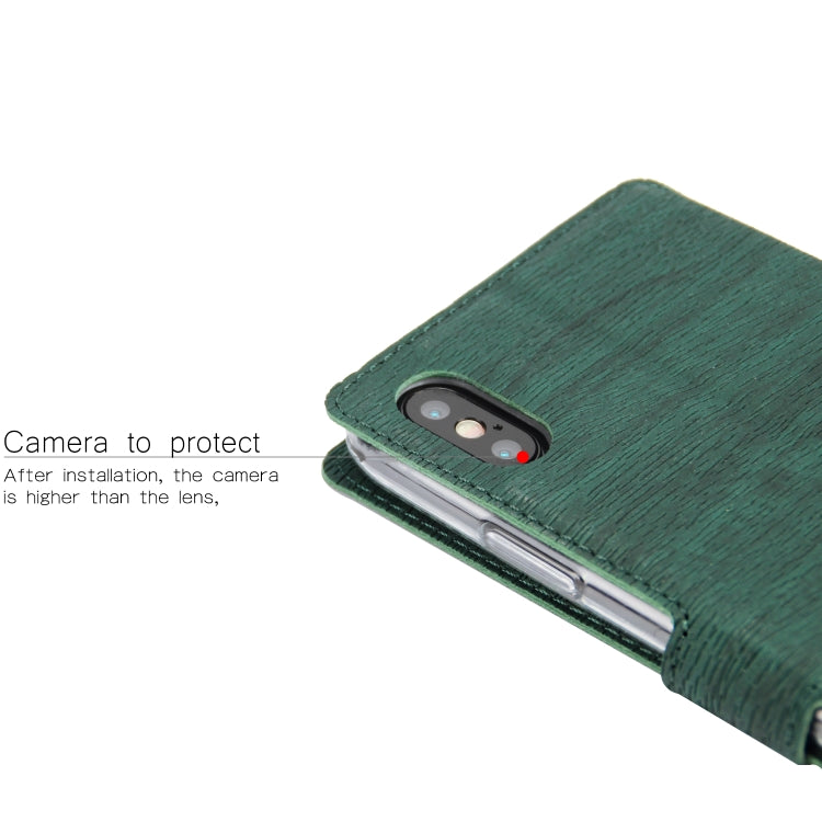 For iPhone X / XS Ultra-thin Tree Texture Horizontal Flip TPU + PU Leather Case, with Card Slots & Holder & Lanyard