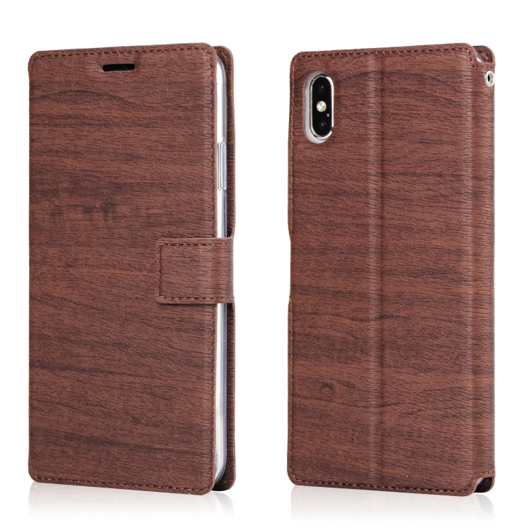 For iPhone X / XS Ultra-thin Tree Texture Horizontal Flip TPU + PU Leather Case, with Card Slots & Holder & Lanyard