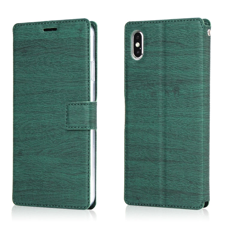 For iPhone XS Max Ultra-thin Tree Texture Horizontal Flip TPU + PU Leather Case, with Card Slots & Holder & Lanyard