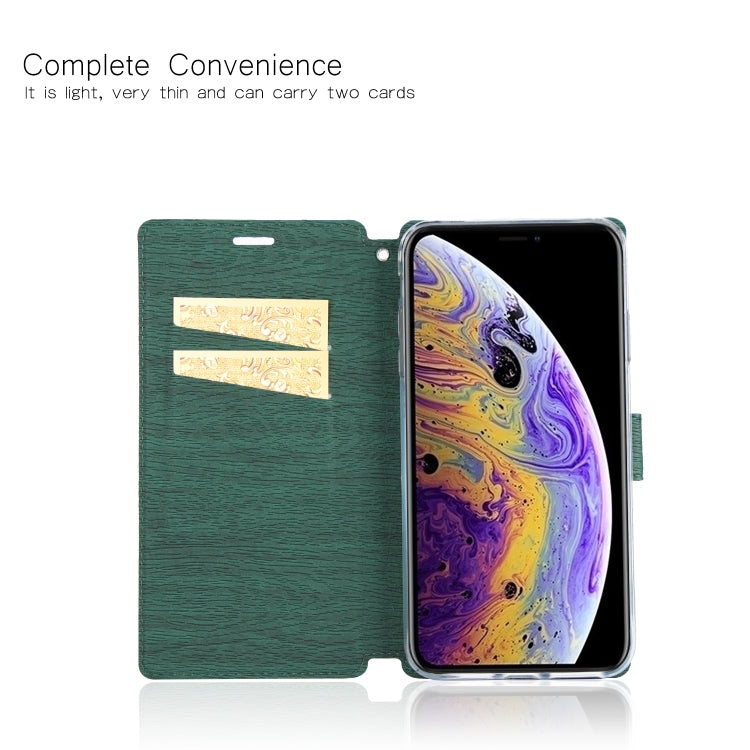 For iPhone XS Max Ultra-thin Tree Texture Horizontal Flip TPU + PU Leather Case, with Card Slots & Holder & Lanyard