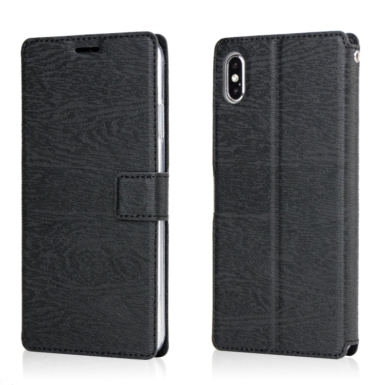 For iPhone XS Max Ultra-thin Tree Texture Horizontal Flip TPU + PU Leather Case, with Card Slots & Holder & Lanyard