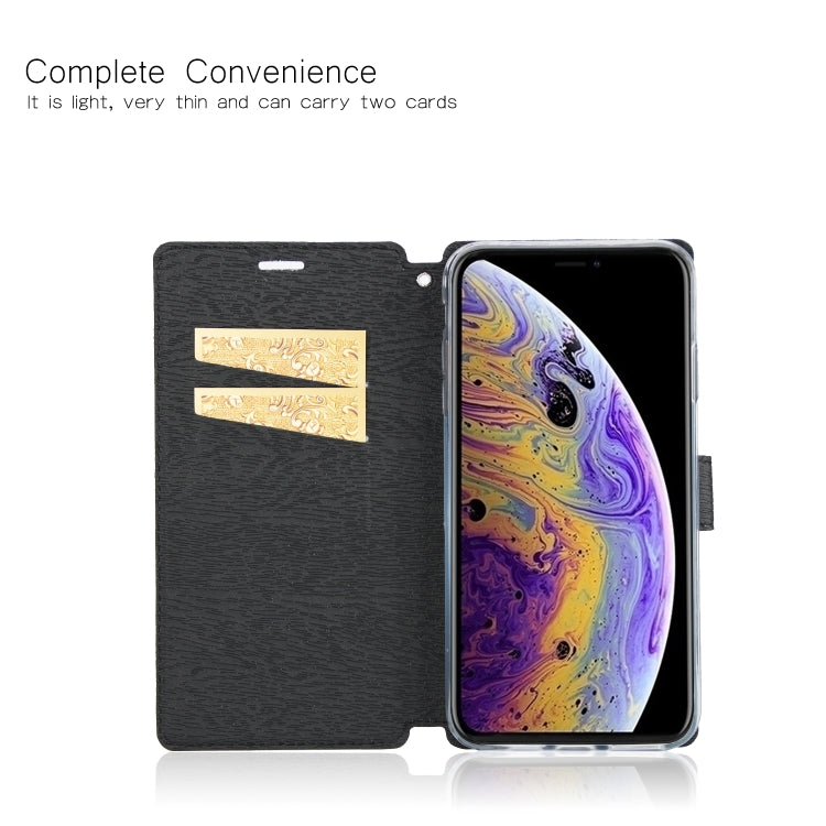 For iPhone XS Max Ultra-thin Tree Texture Horizontal Flip TPU + PU Leather Case, with Card Slots & Holder & Lanyard