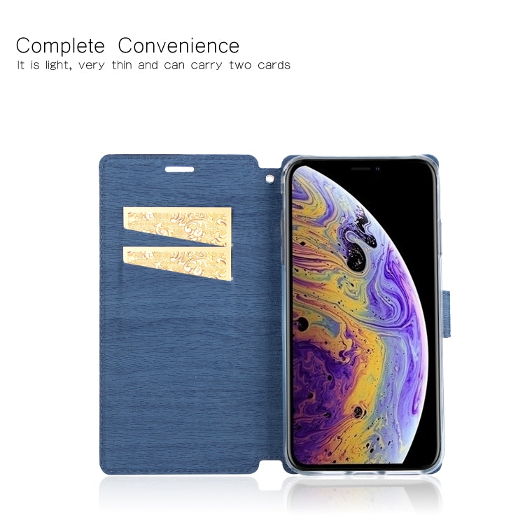 For iPhone XS Max Ultra-thin Tree Texture Horizontal Flip TPU + PU Leather Case, with Card Slots & Holder & Lanyard