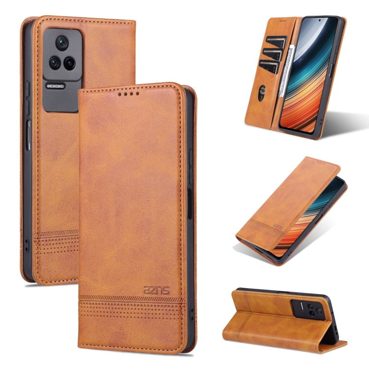 For Xiaomi Redmi K40S AZNS Magnetic Calf Texture Leather Phone Case