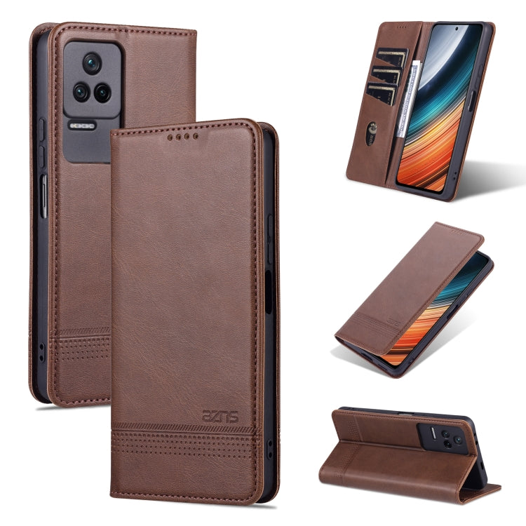For Xiaomi Redmi K40S AZNS Magnetic Calf Texture Leather Phone Case
