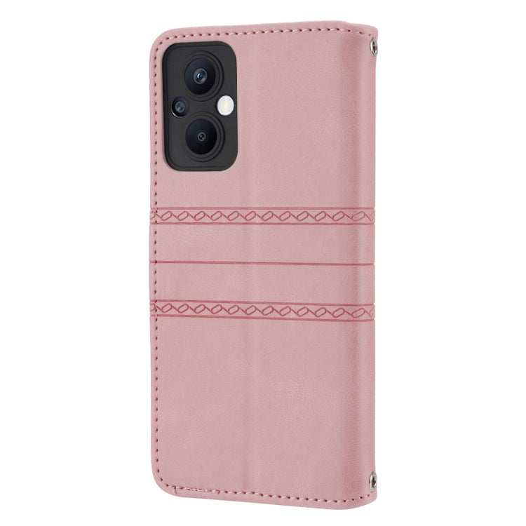 For OPPO A96 5G Embossed Striped Magnetic Buckle Horizontal Flip Phone Leather Case